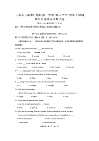 云南省玉溪市红塔区第一中学2024-2025学年九年级上学期11月期中考试英语试题