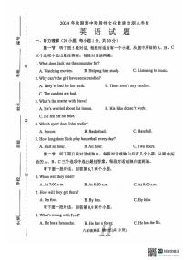 河南省南阳市唐河县2024-2025学年八年级上学期11月期中考试英语试题