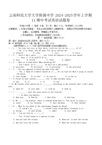 云南省昆明市五华区云南师范大学附属中学2024-2025学年九年级上学期11月期中英语试题