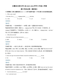 安徽省合肥市庐江县2023-2024学年八年级上学期期中英语试卷（解析版）