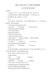 河南省洛阳市洛宁县2024～2025学年八年级(上)11月学情调研英语试卷(含答案)