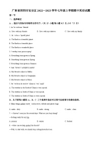 广东省深圳市宝安区2022-2023学年七年级上学期期中英语试题(原卷版+解析)