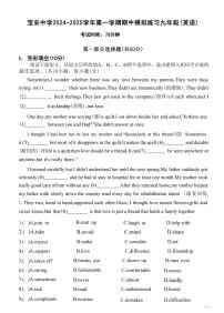 深圳市宝安中学2024-2025学年九年级上学期期中模拟英语试卷（含答案）