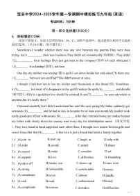 深圳市宝安中学2024-2025学年九年级上学期期中模拟英语试卷（含答案）