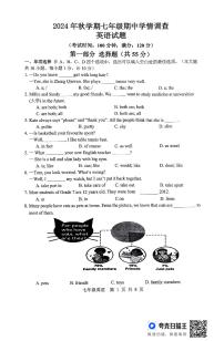 江苏省泰州市泰兴市2024-2025学年七年级上学期期中考试英语试题