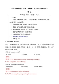 九年级英语第三次月考卷（湖南省卷专用，人教版九年级全册Units 7~9）--2024-2025学年初中上学期第三次月考卷