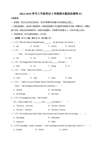 （译林版)2024-2025学年八年级英语上学期期末模拟检测卷03（ 含答案）