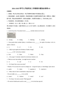 （译林版)2024-2025学年九年级英语上学期期末模拟测试卷03（ 含答案）