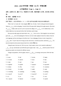广东省深圳市龙岗区2024-2025学年九年级上学期10月学情诊断英语试题（解析版）-A4