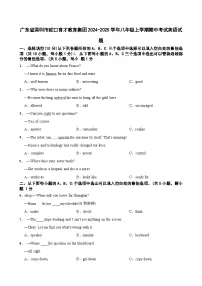 广东省深圳市蛇口育才教育集团2024-2025学年八年级上学期期中考试英语试题