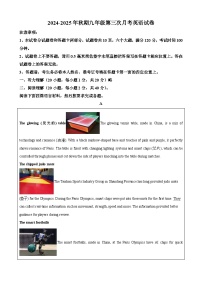 2024-2025学年人教版河南省九年级上学期第三次月考英语测试卷