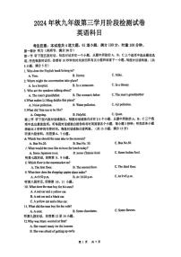 2024～2025学年湖南省长沙市中雅培粹学校九年级(上)第三次月考英语试卷(含答案)