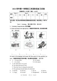 上海市浦东新区2024-2025学年九年级上学期期中阶段练习英语试卷