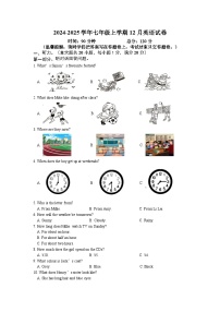 七年级上学期末英语模拟试卷 2024-2025年上学期译林版