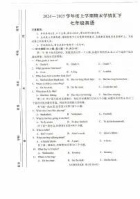 河南省驻马店市平舆县2024-2025学年七年级上学期1月期末考试英语试题