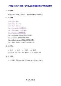 人教版（2024新版）七年级上册英语期末复习考点知识清单