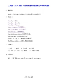 人教版（2024新版）七年级上册英语期末复习考点知识清单