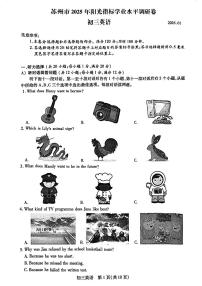 苏州市2024-2025学年九年级第一学期期末考试 英语试卷