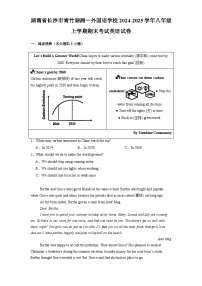 湖南省长沙市青竹湖湘一外国语学校2024-2025学年八年级上学期期末考试 英语试卷（含解析）