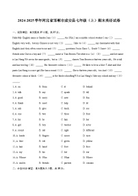 2024-2025学年河北省邯郸市成安县七年级（上）期末英语试卷（含详细答案解析)