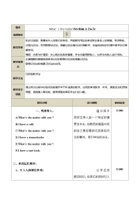 初中英语人教版（2024）八年级下册Unit 1 What’s the matter? Section A表格教案设计