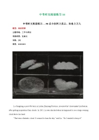 中考英语二轮复习时文阅读训练16  90后小伙网上卖云，治愈上万人、直播过程中的意外、珍藏43年的日记（解析版）