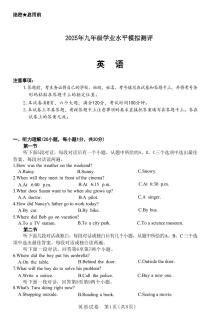 2025年新乡市九年级中考一模英语试卷及答案