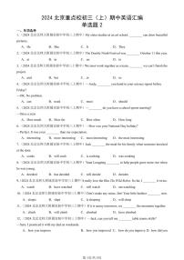 2024北京重点校初三（上）期中真题英语汇编：单选题2