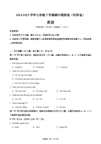 七年级英语下学期期中模拟卷（河南专用）