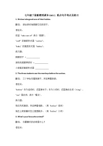 2025年七年级英语下册人教版新教材Unit 1 重点语法笔记学案