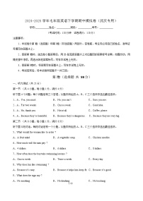 武汉2024-2025学年下学期期中七年级模拟英语试题（word版含答案）