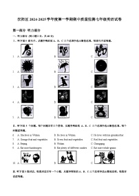 武汉市汉阳区2024-2025学年上学期期中七年级英语试题（word版含标答）