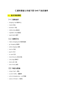 初中英语仁爱科普版（2024）七年级下册（2024）Unit 7 Being a Smart Shopper优秀导学案