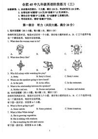 2025年安徽省合肥市第四十五中学中考三模英语试卷（中考模拟 ）