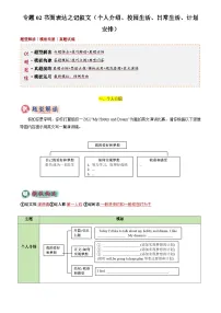 2025年中考英语专题复习练习专题02 书面表达之记叙文(个人介绍、校园生活、日常生活、计划安排)(答题模板)(原卷版)