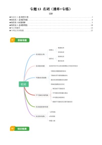 2025年中考英语专项复习讲义专题13 名词(清单+专练)(解析版)