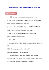 沪教版（2024）七年级下册英语期末复习：语法 讲义（含练习题及答案）