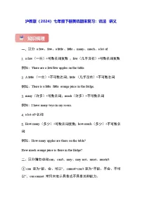 沪教版（2024）七年级下册英语期末复习：语法 讲义（含练习题及答案）