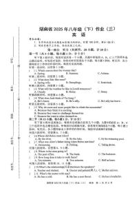 湖南省2024-2025学年下学期八年级第三次月考联考卷英语试题