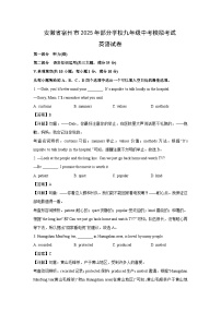 安徽省宿州市2025年部分学校九年级中考模拟考试 英语试卷（解析版）
