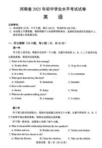 2025年河南省中考真题英语试卷含答案