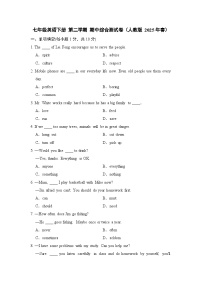 七年级英语下册 第二学期 期中综合测试卷（人教版 2025年春）