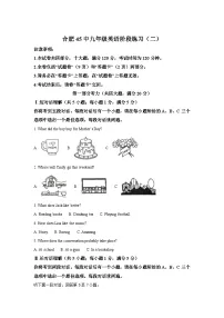 【9英二模】2025年安徽合肥市第四十五中学中考二模英语试卷