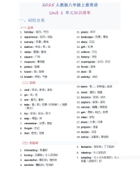 2025秋人教版八年级上册英语单元知识清单Unit 1-8