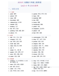 2025秋人教版八年级上册英语单元知识清单Unit 4