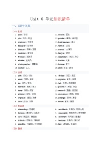 2025秋人教版八年级上册英语单元知识清单Unit 6