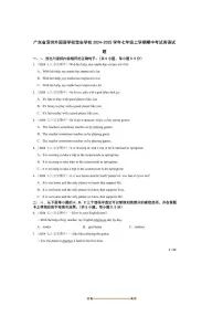 2024～2025学年广东省深圳外国语学校宝安学校七年级上期中英语试卷