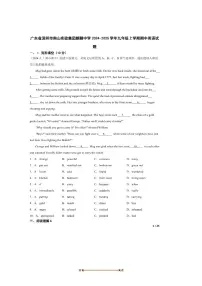2024～2025学年广东省深圳市南山实验集团麒麟中学九年级上期中英语试卷