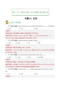 三年（2023-2025）中考英语真题分类汇编：专题01 名词（全国通用）（解析版）