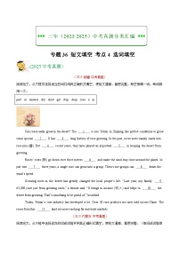 三年（2023-2025）中考英语真题分类汇编：专题36 短文填空 考点4 选词填空（全国通用）（原卷版）